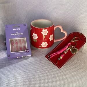 NO MYSTERY HERE! 3 Piece Celebrate Yourself! Coffee mug, nail set & keychain NWT